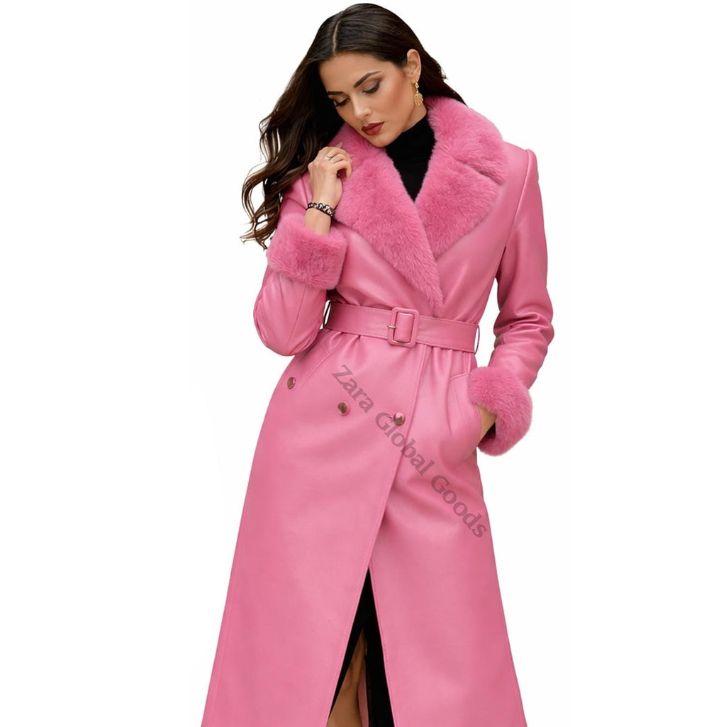 Pink Leather Coat Size Chart | Custom Fit Women Jacket Guide | Made to Order Leather Coat | Zara Global Goods