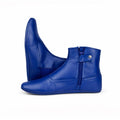 Leather Khuffain Socks for Men – Blue Islamic Prayer Mest Shoes, Handmade Calfskin Leather Indoor Slippers Winter Wear