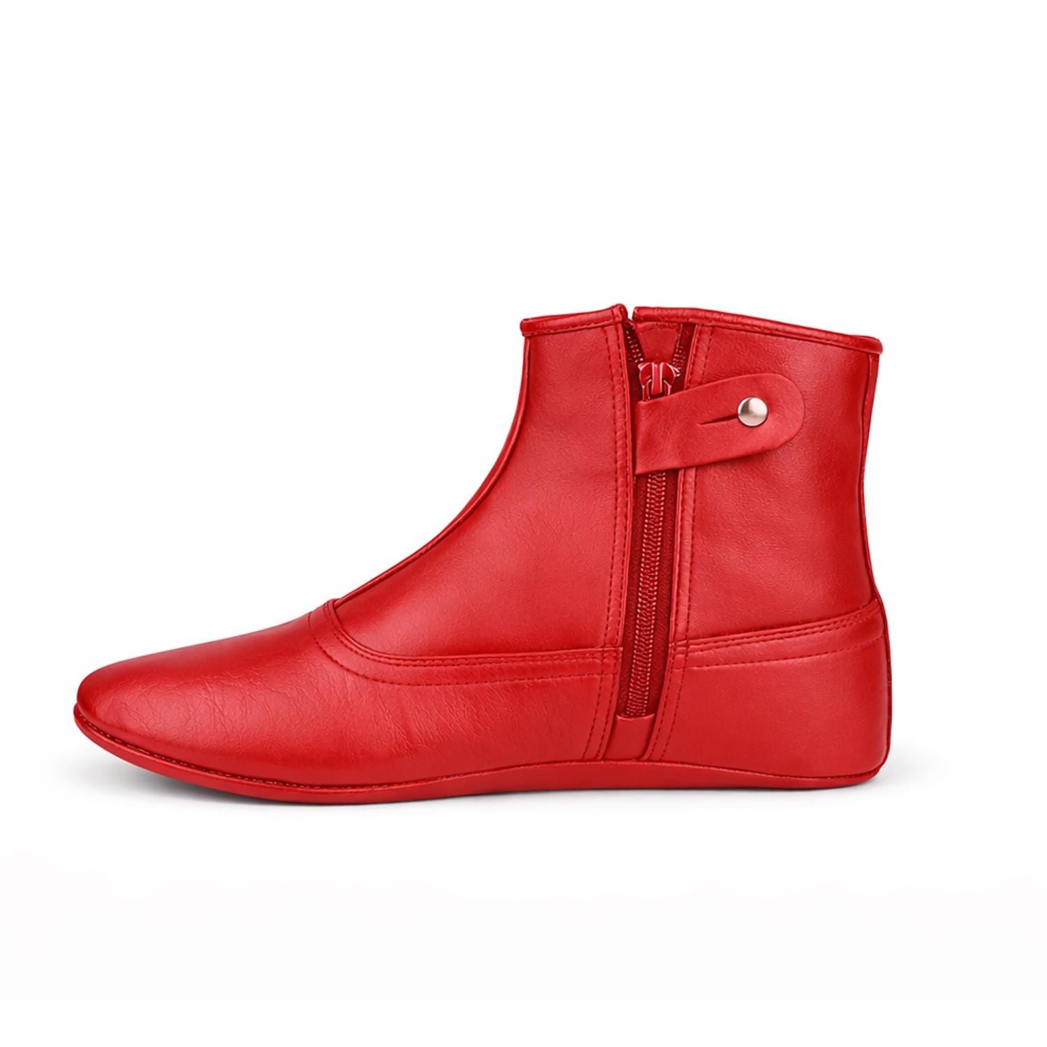 Leather Khuffain Socks for Men – Red Islamic Prayer Mest Shoes, Handmade Calfskin Leather Indoor Slippers Winter Wear