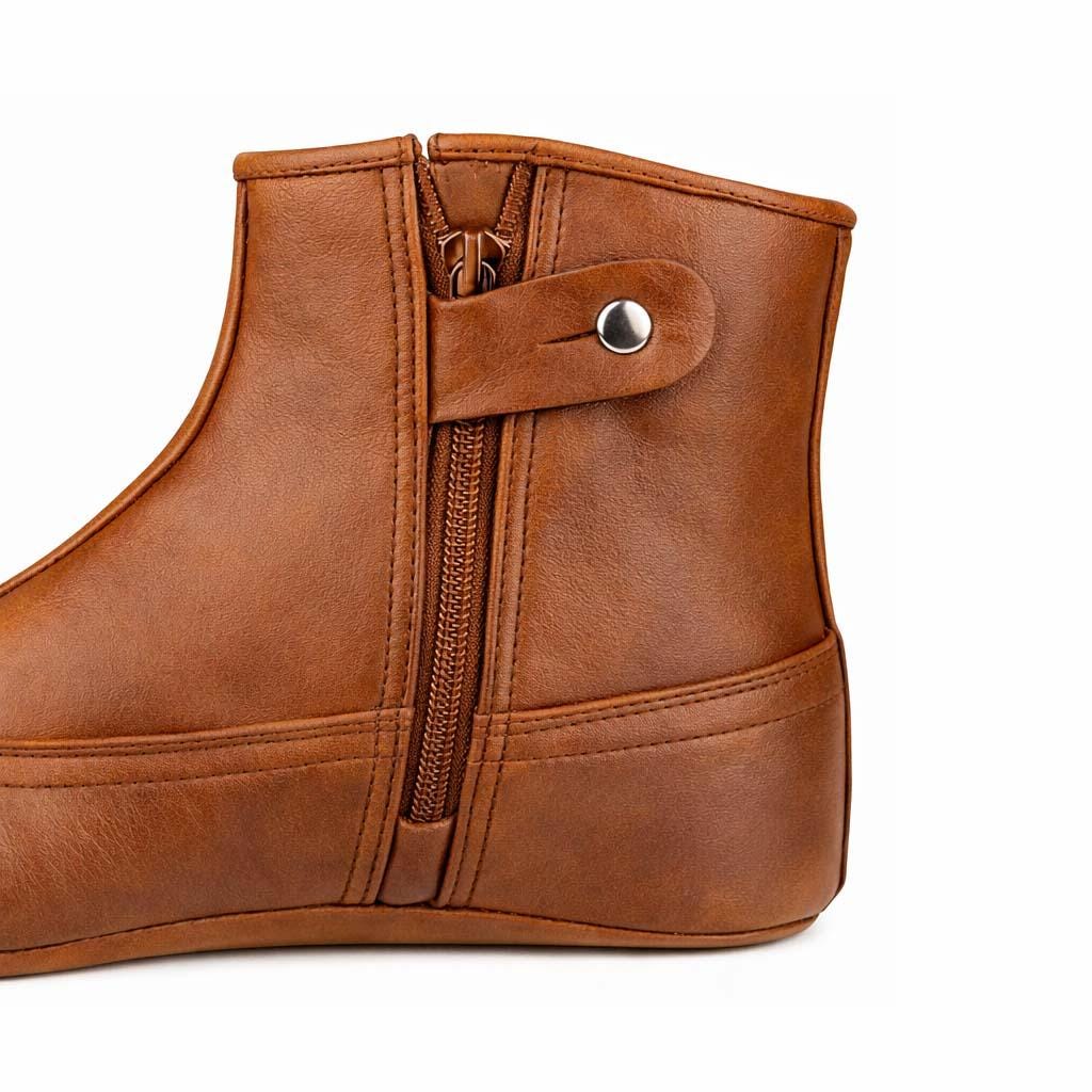 Handmade Brown Leather Khuffain Socks for Men – Soft Calfskin Islamic Mest Shoes, Warm Indoor Slippers, Zipper Ankle Footwear