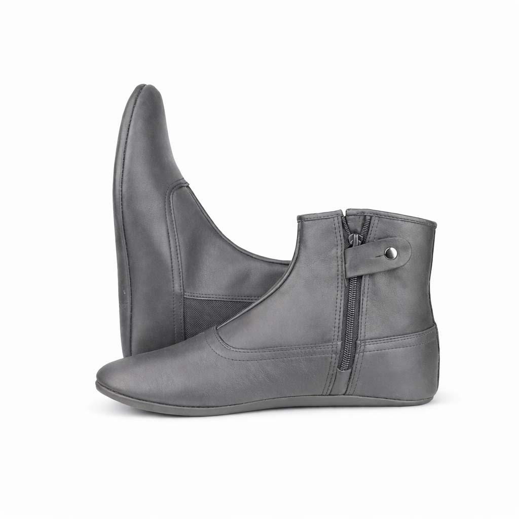 Gray Leather Khuffain Socks for Men | Handmade Islamic Mest Shoes | Soft Winter Leather Socks | Indoor Prayer Footwear