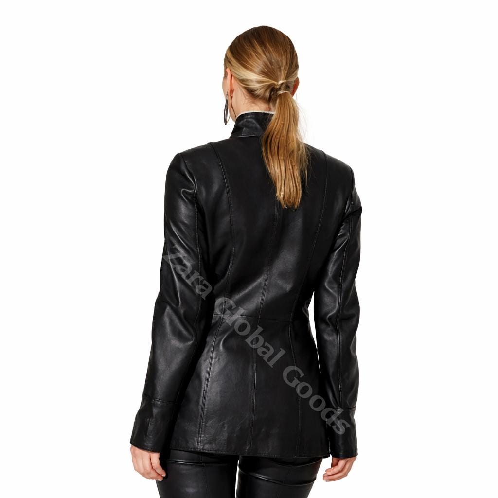 Women Genuine Luxury Leather Long Trench Coat Elegant Fit