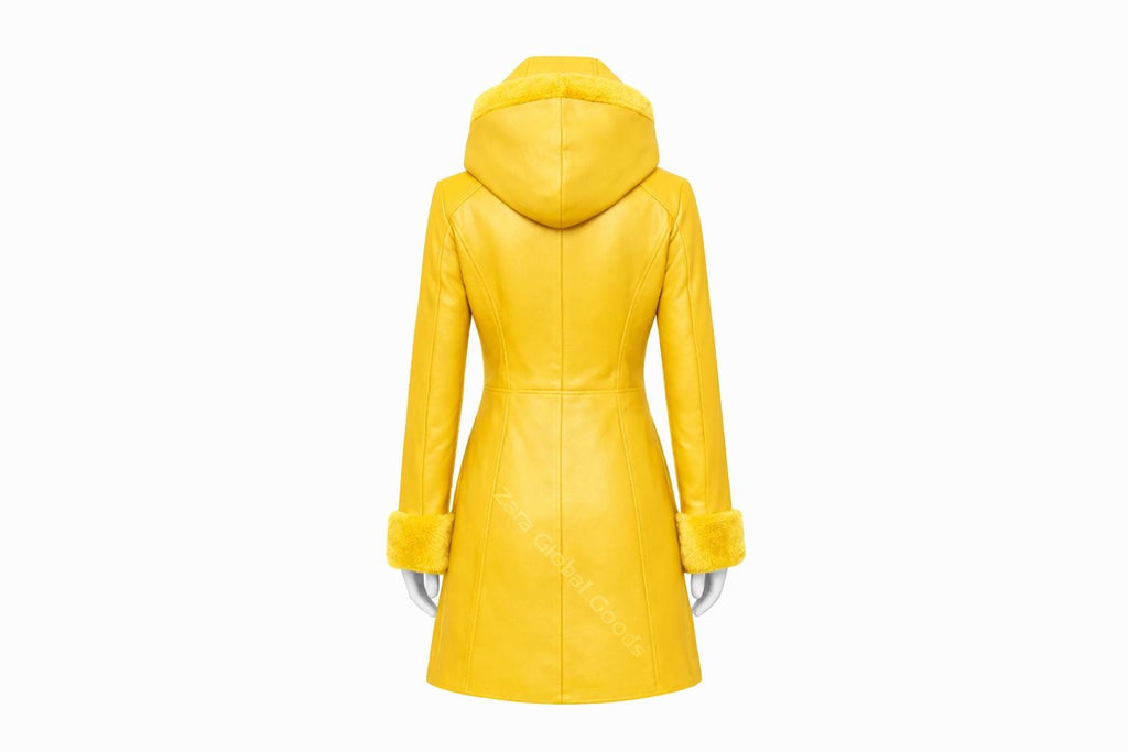 Multi Color Women’s Leather Hooded Coat – Handmade Winter Sheepskin Style Toggle Jacket