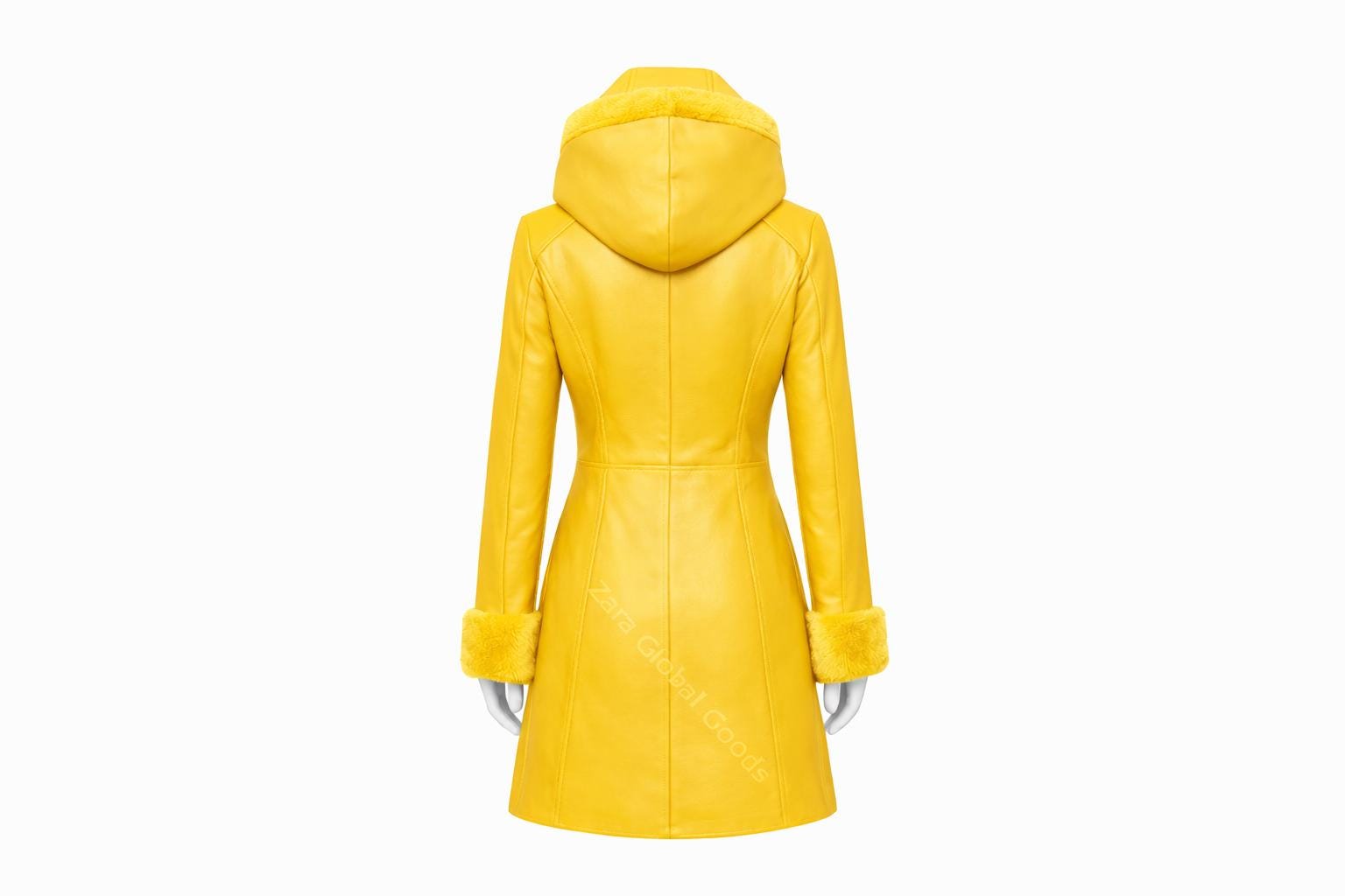 Multi Color Women’s Leather Hooded Coat – Handmade Winter Sheepskin Style Toggle Jacket