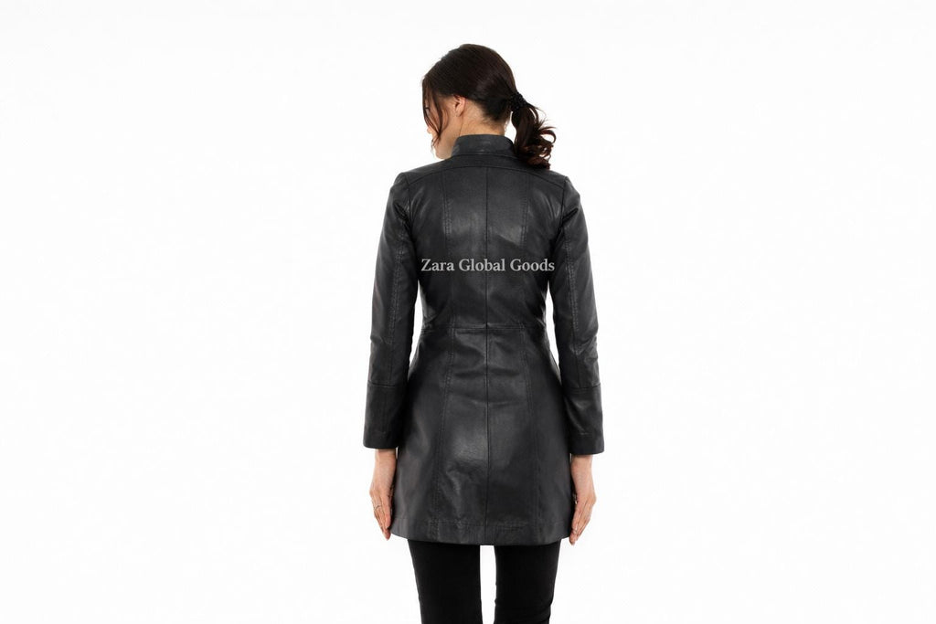 Women Genuine Leather Trench Coat Handmade Long Jacket For  Multi Color