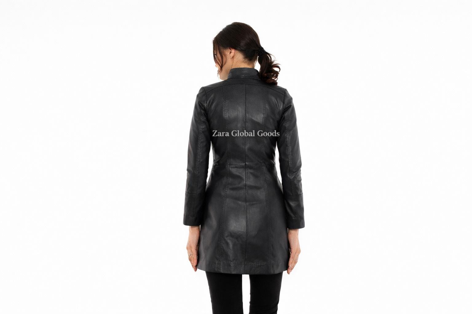 Women Genuine Leather Trench Coat Handmade Long Jacket For  Multi Color