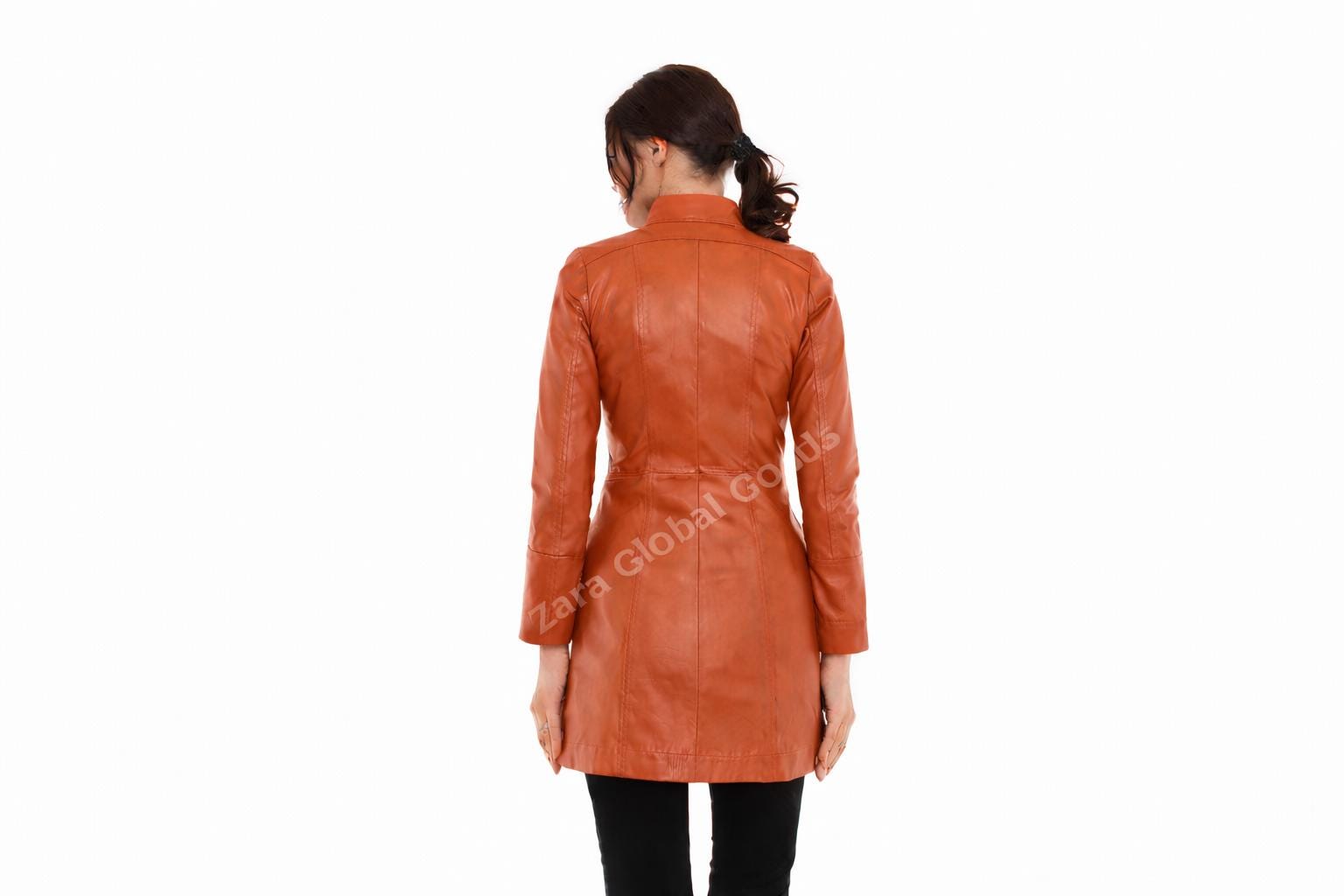Women Genuine Leather Trench Coat Handmade Long Jacket For  Multi Color