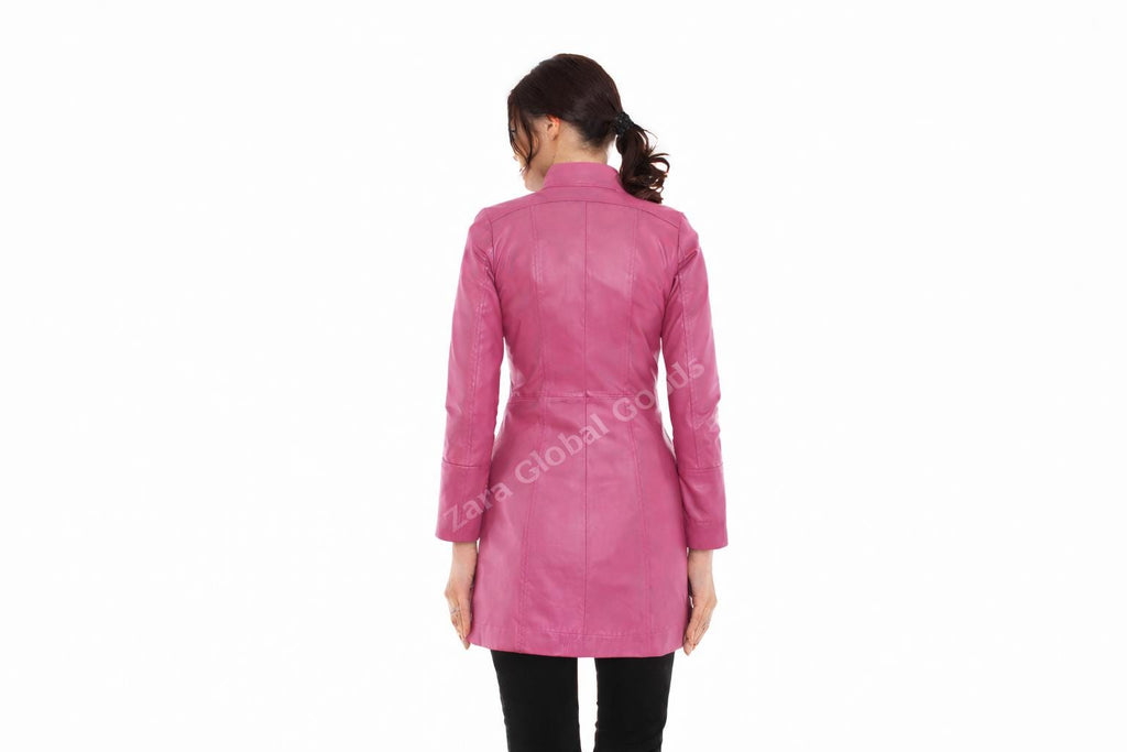 Women Genuine Leather Trench Coat Handmade Long Jacket For  Multi Color