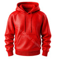 Men’s Red Leather Hoodie – Leather Pullover Hooded Sweatshirt