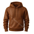 Men’s Brown Leather Hoodie – Casual Pullover Hooded Sweatshirt