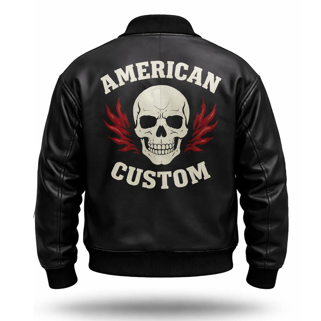 Handmade Black Sheepskin Leather Bomber Jacket for Men | Classic Style | Custom Fit Available