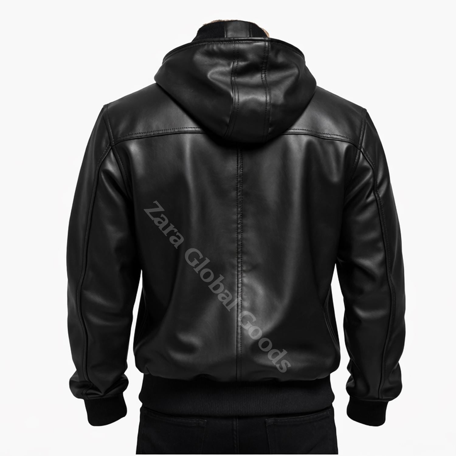 Handmade Black Hooded Jacket for Men | Genuine Cowhide Outerwear, Casual Winter Wear