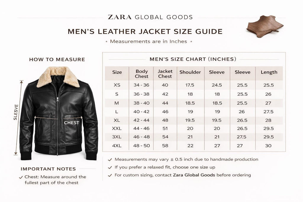 Men’s Aviator Leather Jacket with Shearling Collar – Handmade Black & Brown Winter Jacket | Zara Global Goods