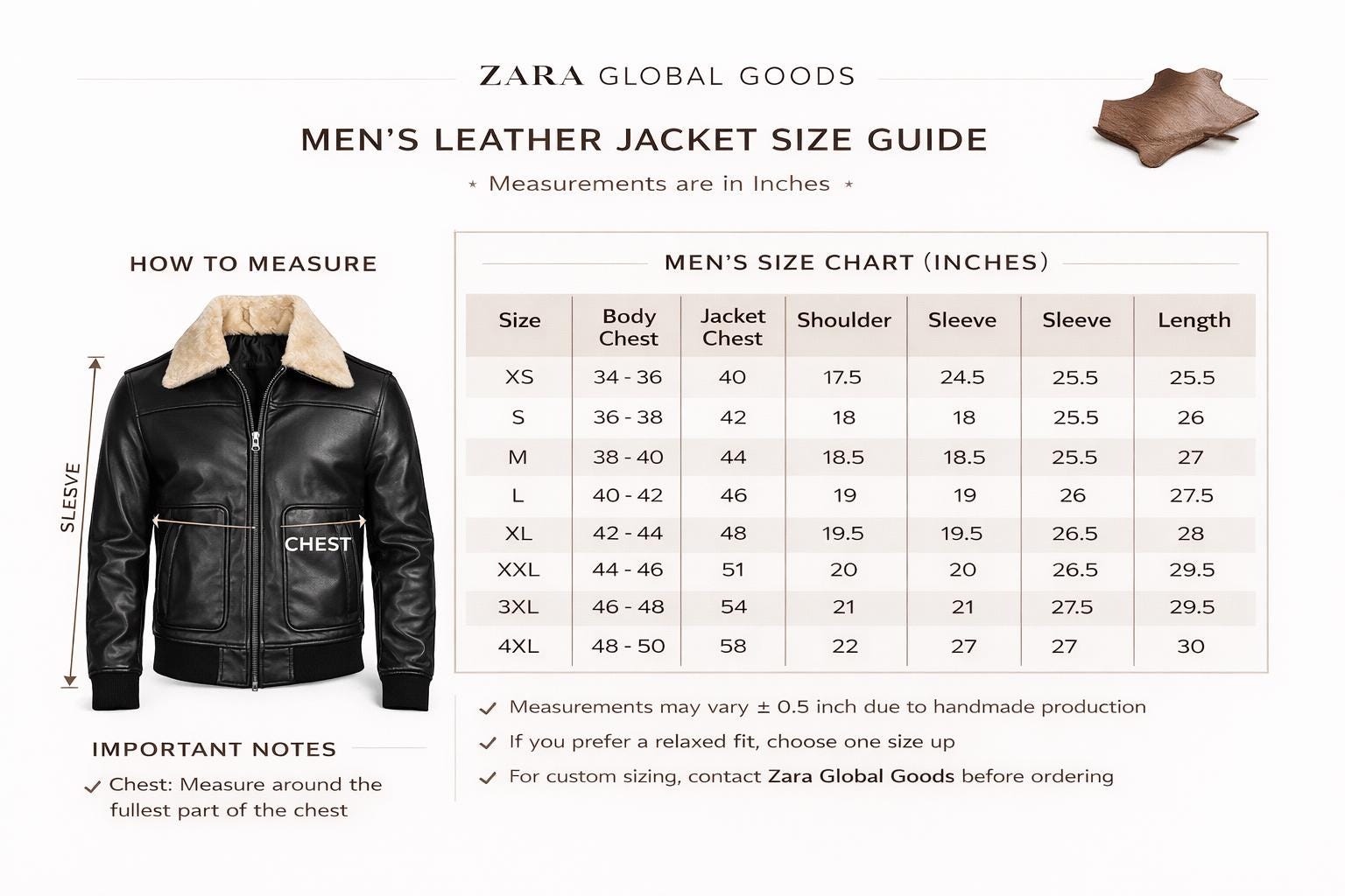 Men’s Aviator Leather Jacket with Shearling Collar – Handmade Black & Brown Winter Jacket | Zara Global Goods