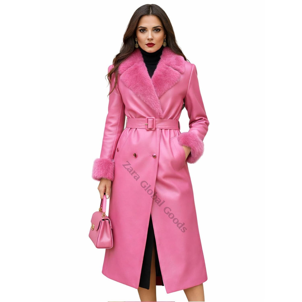 Pink Leather Coat Size Chart | Custom Fit Women Jacket Guide | Made to Order Leather Coat | Zara Global Goods