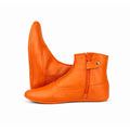 Handmade Orange Leather Khuffain Socks for Men – Soft Calfskin Islamic Mest Shoes, Winter Indoor Slippers, Zipper Ankle Footwear