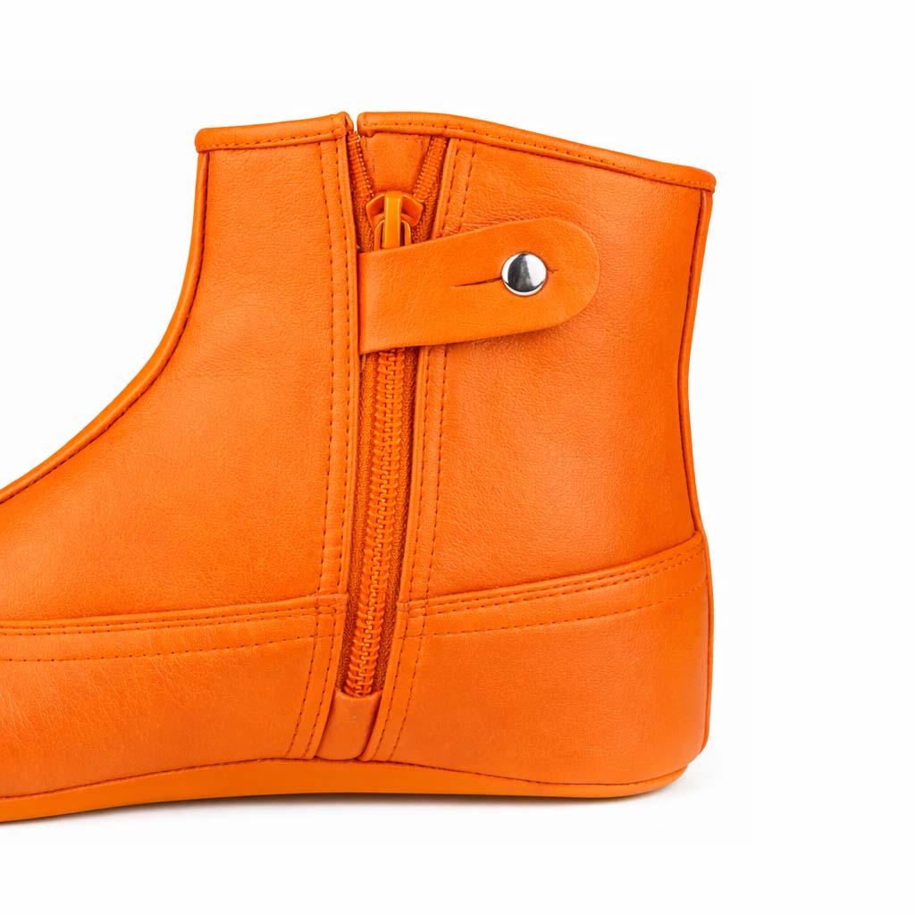 Handmade Orange Leather Khuffain Socks for Men – Soft Calfskin Islamic Mest Shoes, Winter Indoor Slippers, Zipper Ankle Footwear