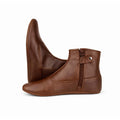Handmade Brown Leather Khuffain Socks for Men – Soft Calfskin Islamic Mest Shoes, Warm Indoor Slippers, Zipper Ankle Footwear