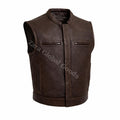 Handcrafted Cowhide Leather Biker Vest For Men Club Style Motorcycle Waistcoat