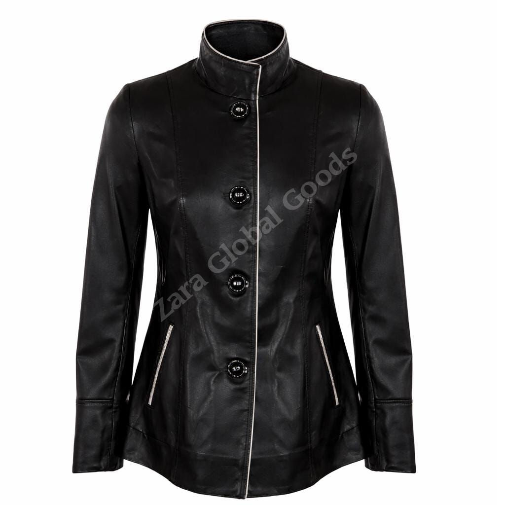 Women Genuine Luxury Leather Long Trench Coat Elegant Fit