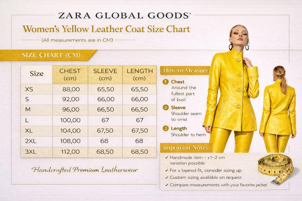 Mustard Yellow  Women Leather Jacket Chic Button Front Long Coat With Stand Stylish Collar