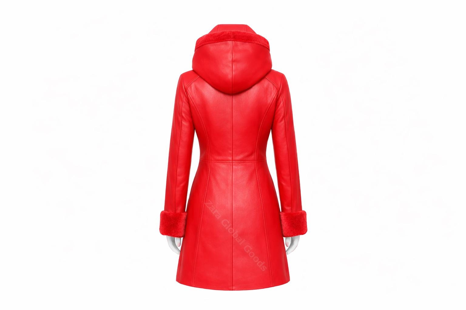 Multi Color Women’s Leather Hooded Coat – Handmade Winter Sheepskin Style Toggle Jacket