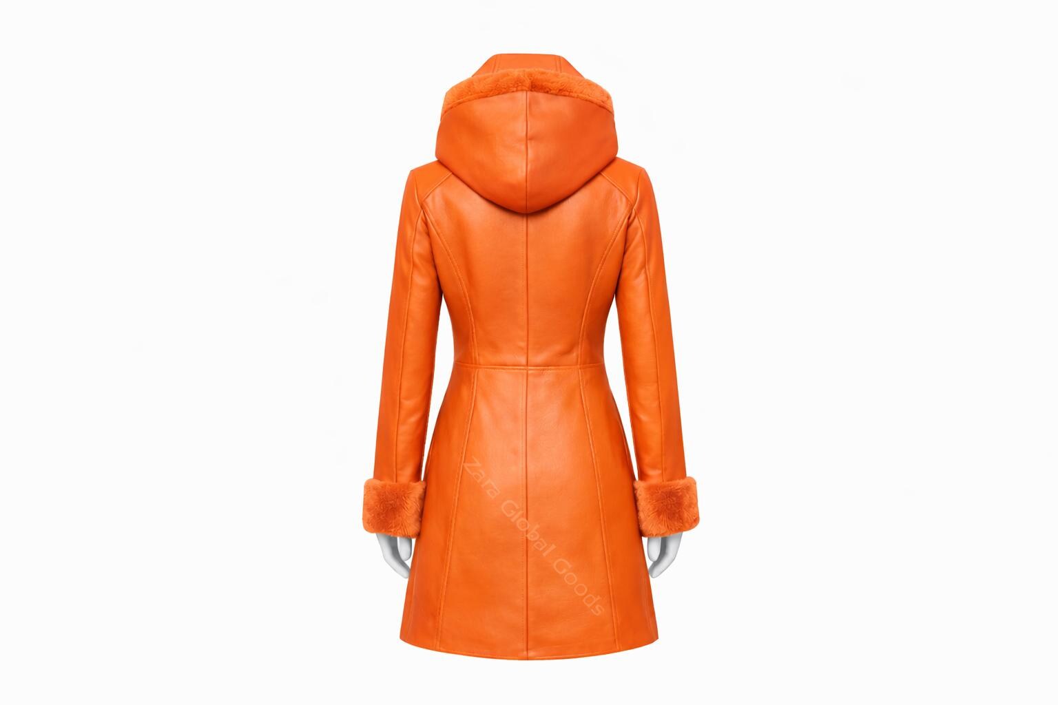 Multi Color Women’s Leather Hooded Coat – Handmade Winter Sheepskin Style Toggle Jacket