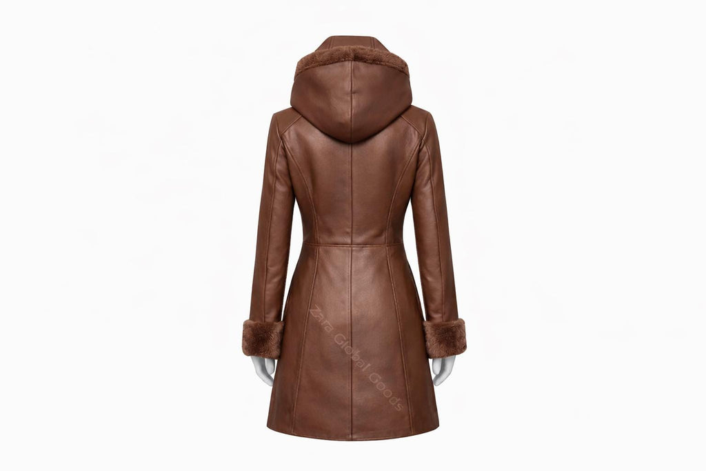 Multi Color Women’s Leather Hooded Coat – Handmade Winter Sheepskin Style Toggle Jacket