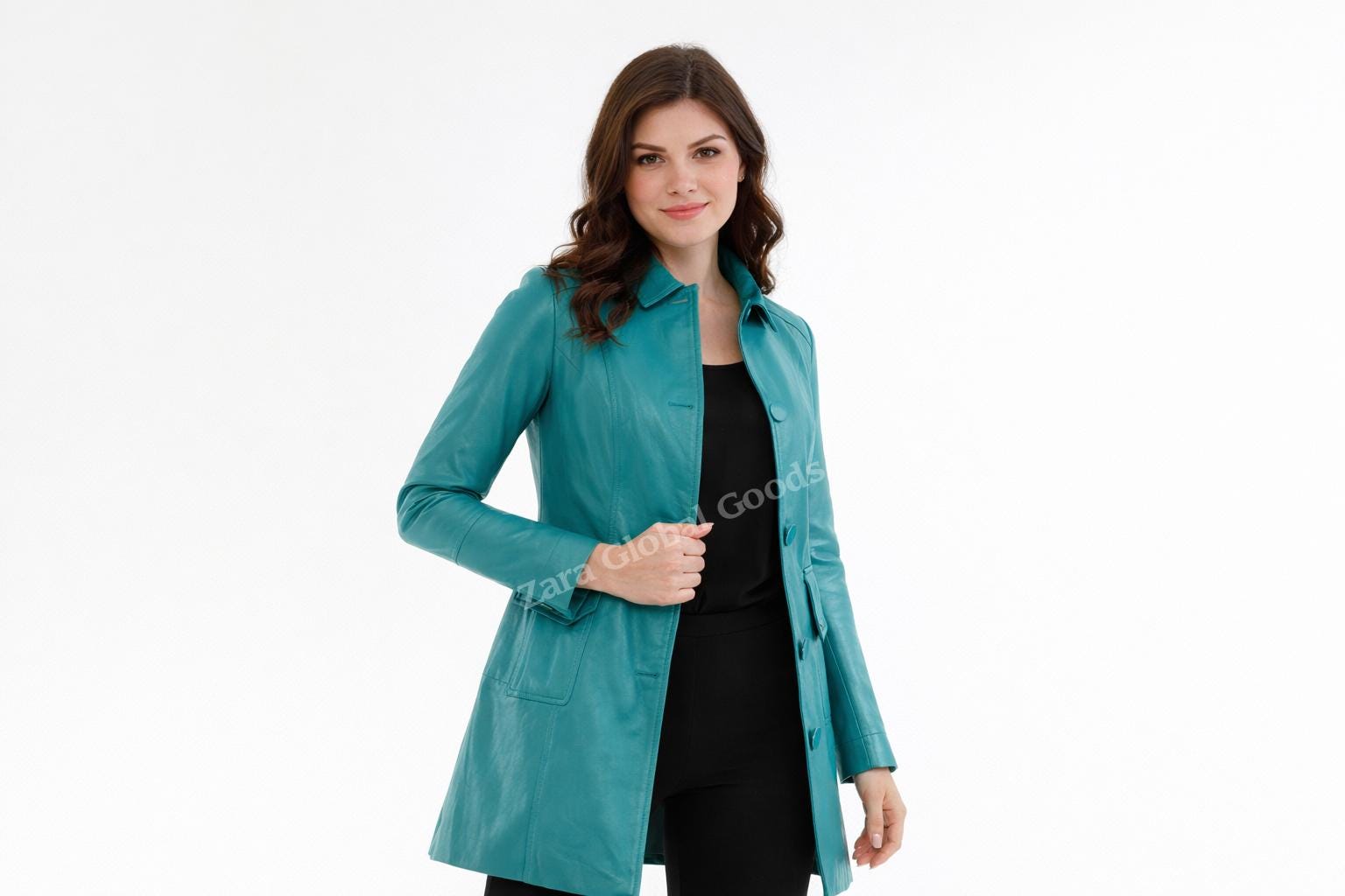 Women Genuine Leather Trench Coat Handmade Long Jacket For  Multi Color