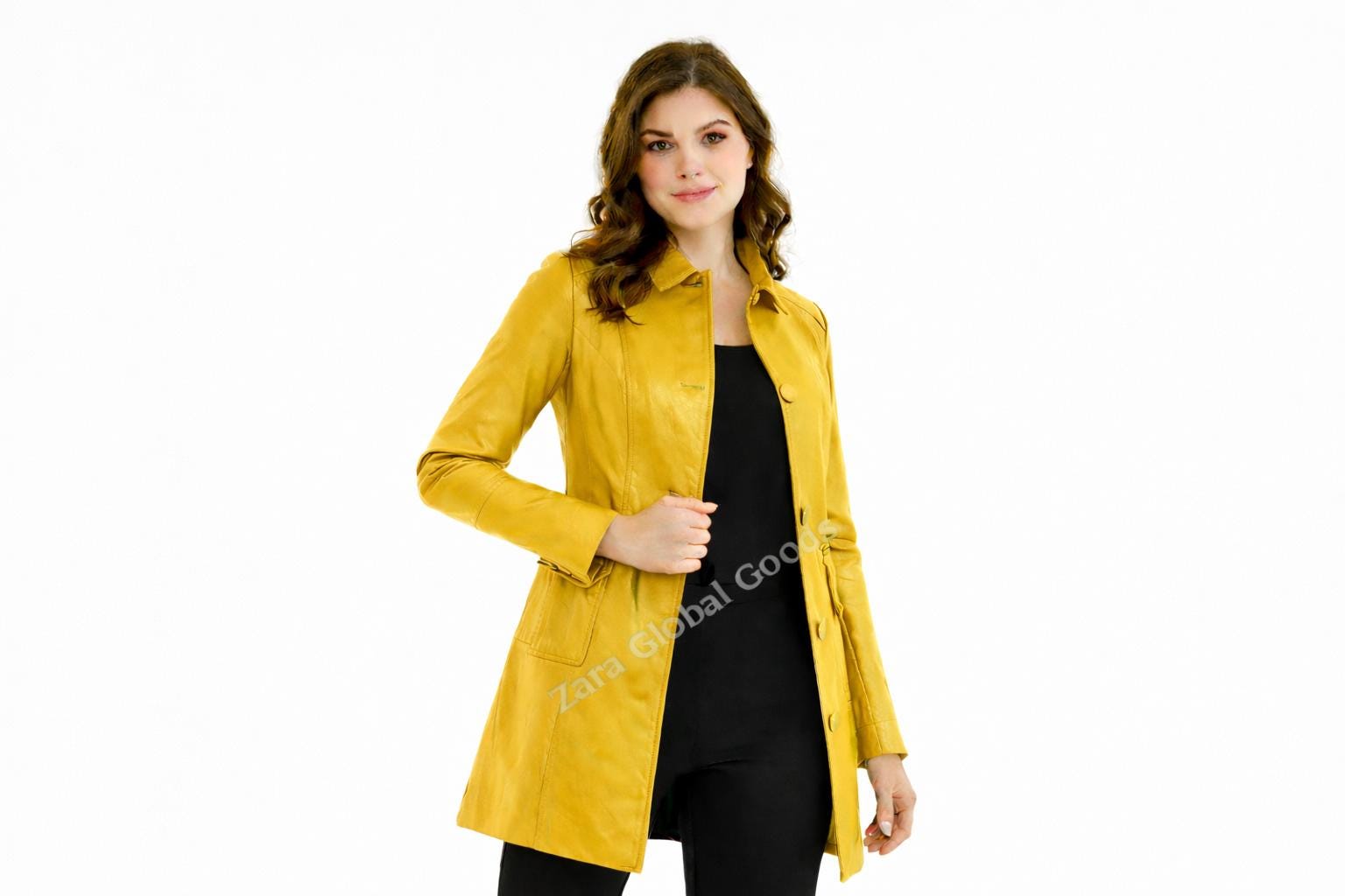Women Genuine Leather Trench Coat Handmade Long Jacket For  Multi Color
