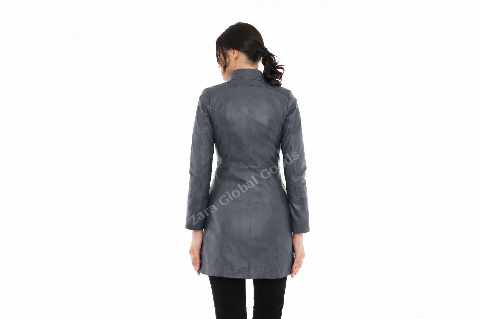 Women Genuine Leather Trench Coat Handmade Long Jacket For  Multi Color