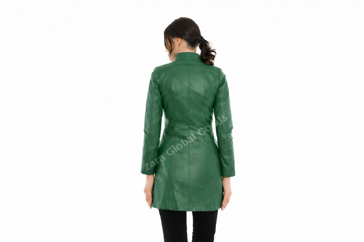 Women Genuine Leather Trench Coat Handmade Long Jacket For  Multi Color