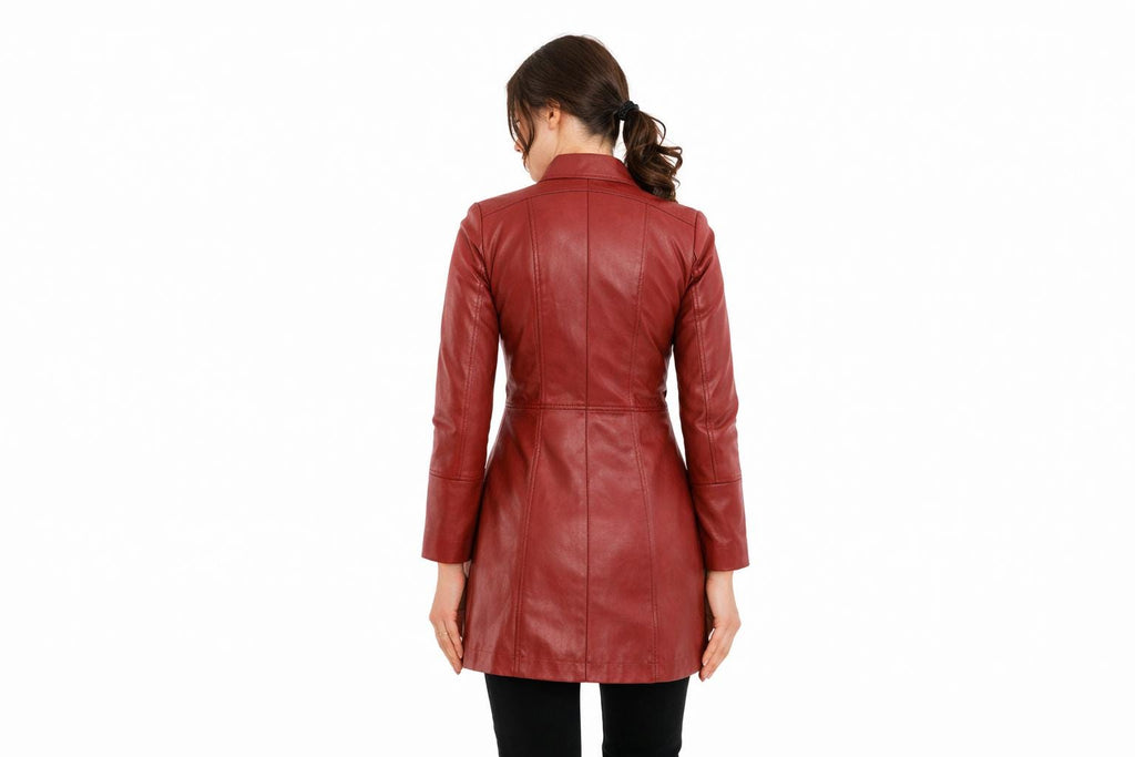 Women Genuine Leather Trench Coat Handmade Long Jacket For  Multi Color